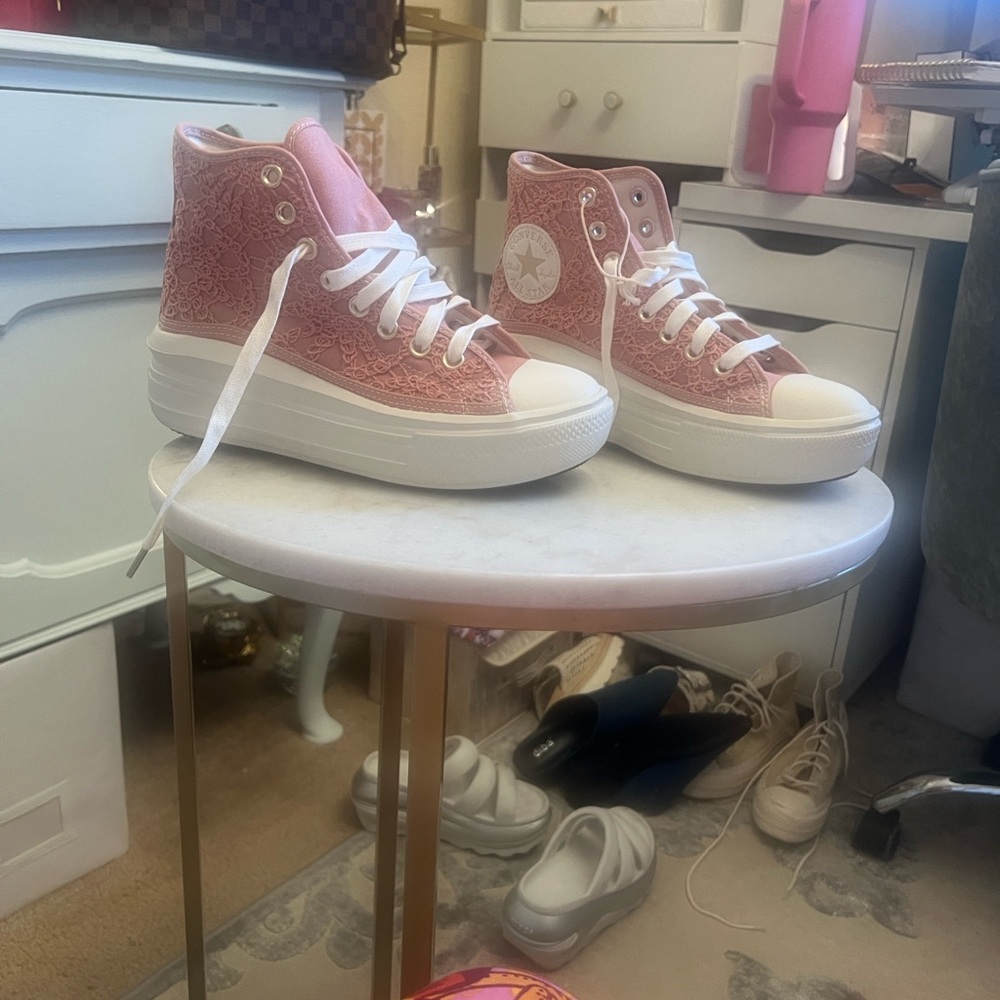Converse Pink and White High-Top Sneakers